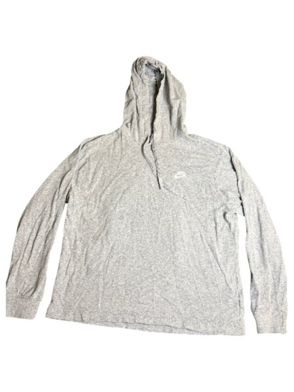 NIKE Men's Medium Grey Drawstring Logo Hoodie Sweatshirt Top